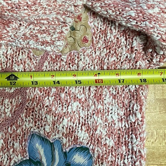 Vintage Penbrooke Lane Womens Floral Applique Knit Pearl Sweater Size Small - Picture 7 of 7